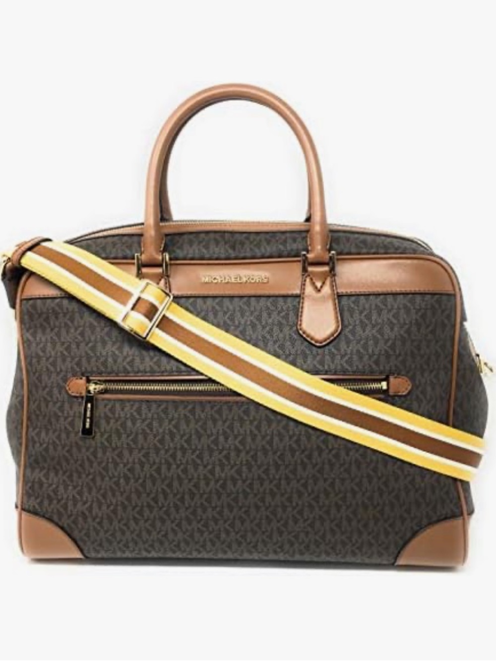 Michael Kors Signature Travel Weekender PVC Bag Brown Luggage Weekend Bag unisex